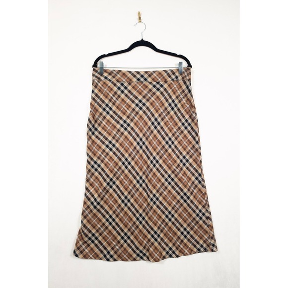 Vintage White Stag Skirt Womens 12P Brown Plaid Bias Cut Preppy Dark Academia - Picture 10 of 12